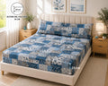Blue Patchwork Fitted Sheet – 100% Polyester | Soft & Wrinkle Resistant 3 Pieces