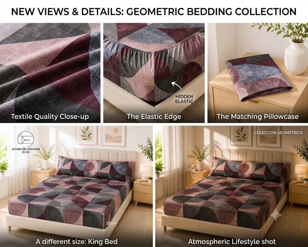 Blush & Charcoal Geometric Fitted Sheet 3 Pieces