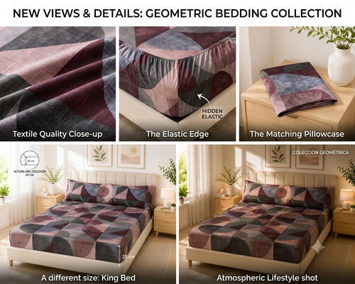 Blush & Charcoal Geometric Fitted Sheet 3 Pieces