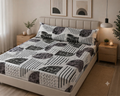 Modern Geometric Bedding Set / Fitted Sheet Set 3 Pieces 
Monochromatic (Black, White, and Charcoal Gray)
